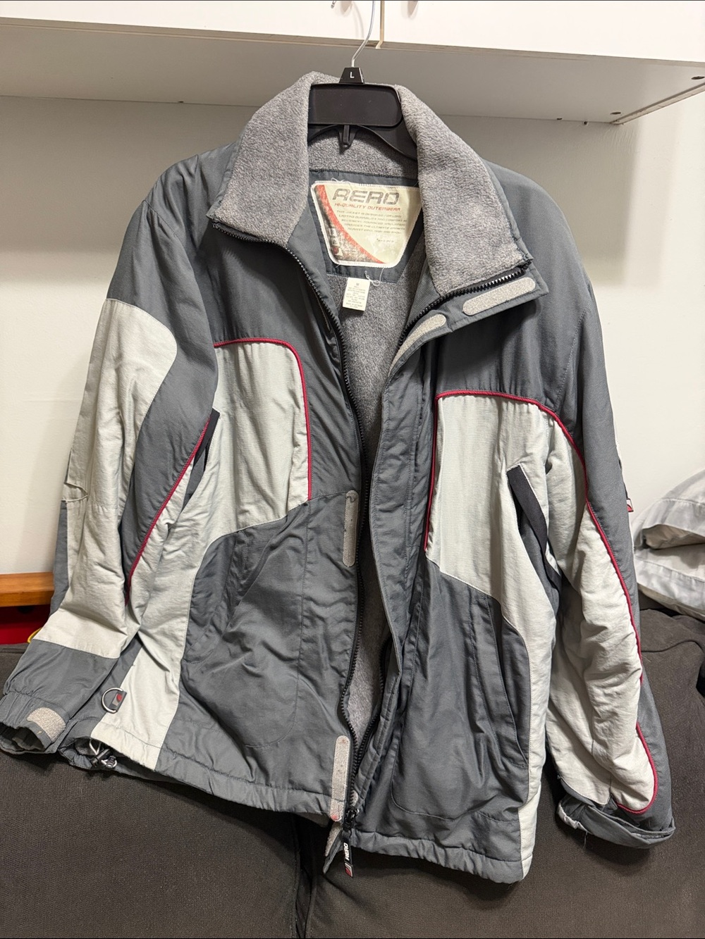 Men's Gray Performance Insulated Jacket with Red Piping